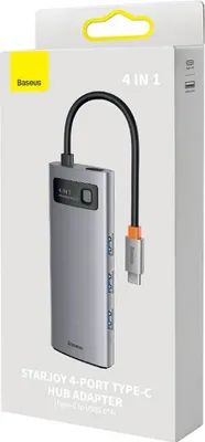 Obrázok produktu pre Externý rozbočovač Baseus WKWG070013, 4x USB 3.0, Typ C, sivý
