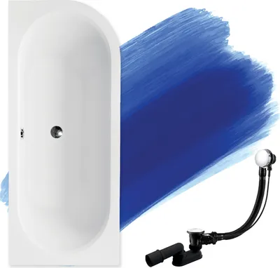 Produktbild von BADLAND Eckbadewanne Rechteck Badewanne Avita LINKS 160x75 mit Ablaufgarnitur und Füßen GRATIS ohne Verkleidung