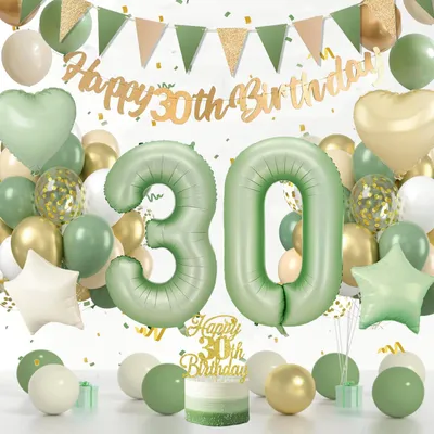 Productafbeelding van Verjaardagsdecoratie - Cijfer 30 - Feestdecoratie - Goud