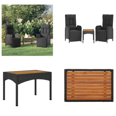 Immagine prodotto di vidaXL Sedie relax da giardino 2 pz. con tavolo in Poly Rattan nero - Sedia relax da esterno - Sedia relax da esterno - Sedia da giardino - Poltrona da giardino