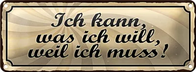 Produktbild von Blechschild Spruch 27x10cm ich kann was ich will weil muss Dekoration