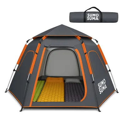 Produktbild von Sumosuma Camping Zelt, Quick Up Kuppelzelte Wurfzelt Wasserdicht Winddicht Dome Tent 3-4 Zelt Personen für Camping Outdoor Trekking,  Schwarz