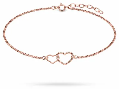 Produktbild von Fußkette Fußkettchen Herzen 925 Silber verstellbar Damen - Rosegold