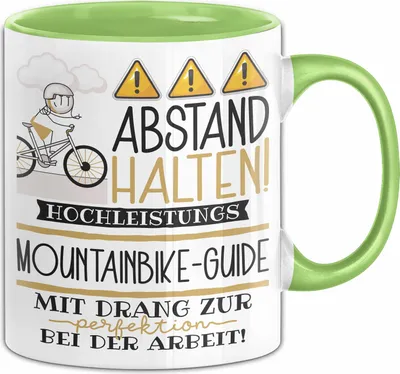 Produktbild von Mountainbike-Guide Tasse Geschenk Lustig Abstand Halten Hochleistungs-Mountainbike-Guide Mit Drang Zur Perfektion Bei Der Arbeit (Grün)