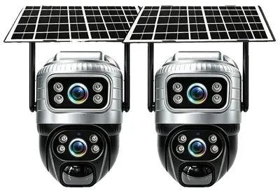 Image de Caméra solaire, double objectif, vision nocturne couleur, lot de 2 caméras