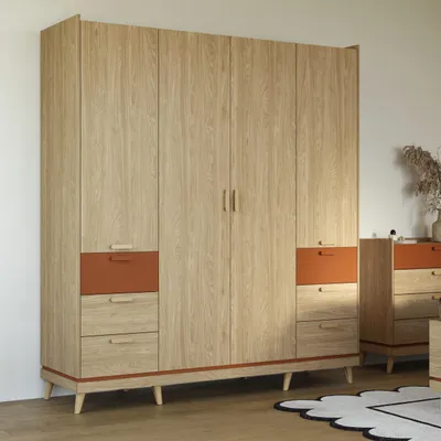 Produktbild von Masseno Drehtürenschrank ACARA 190/214.5/57,4 cm 4-türig Schlafzimmer Schrank Kleiderschrank Eichefarben