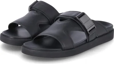 Produktbild von Calvin Klein Herren Pantoletten 3 STRAP W/ ICONIC PLAQUE Schwarz Leder Größe: 44