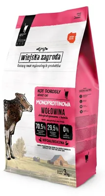 Image de WIEJSKA ZAGRODA Monoprotein Bœuf - nourriture sèche pour chats - 3 kg