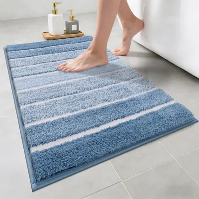 Image de Tapis de bain, antidérapant, 50 x 80 cm, absorbant, lavable, bleu