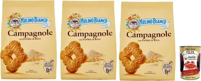 Produktbild von Mulino Bianco Campagnole Biscotti con Farina di Riso, Kekse mit Reismehl, biscuits cookies, 3x 700 g + Italian Gourmet polpa 400g