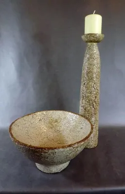 Produktbild von Kerzenständer aus Stein mit Rissmuster - Sandfarbe