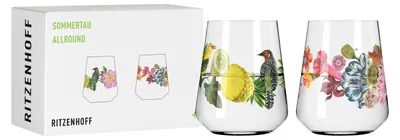 Glas-Set 2er-Pack 500 ml Blumenstil mehrfarbig 11 cm