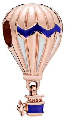 Image de Charm Pandora pour femme, montgolfière, or rose, bleu et blanc, référence 788055ENMX