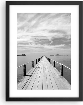 Produktbild von Gerahmtes Poster - Schwarzer Rahmen - Holz Brücke Meer - 30x40 cm - Wand Bild - Wanddeko - Wandbilder - Kunstposter - Wandposter - Bilderrahmen - Bilder - Kunstdruck - Wanddekoration - P2BPA30x40-4985