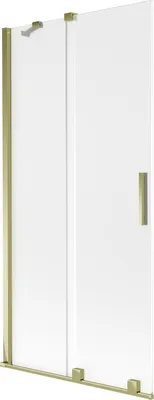 Produktbild von Mexen Velar Duschwand 2-flügelig verschiebbar 90 x 150 cm, Eisglas, Gold - 896-090-000-31-50