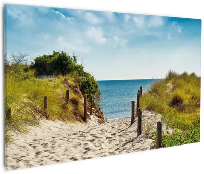 Produktbild von Wallario Premium Leinwandbild Auf dem Sandweg zum Strand in Größe 60 x 90 cm