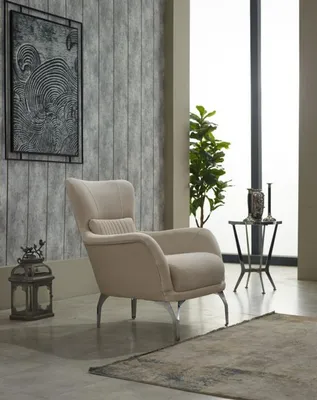 Produktbild von Sessel Wohnzimmer Polstersessel Einsitzer Stoff Beige Sitzer Moderne Möbel