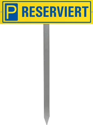 Produktbild von Parkplatzschild Reserviert - Kunststoff gelb 400x100 mm + Erdspiess