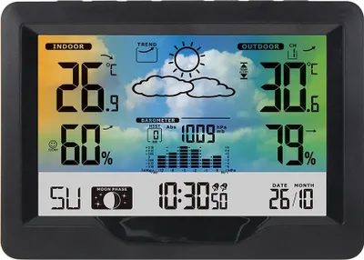 Produktbild von Drahtlose multifunktionale Wetteruhr, elektronischer Wecker, der Temperatur und Feuchtigkeit, Kalender und Wettervorhersage integriert