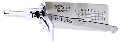 Produktbild von Auto-Decoder Lishi NE72 2-in-1 Pick für Schlüssel von Citroen, Peugeot, Renault 206, 207, Klinge NE72