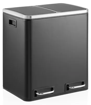 Produktbild von Mülleimer Treteimer Abfalleimer - 2 x 15 L - 2 Fächer - Mit Softclose - Schwarz