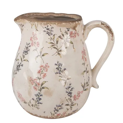 Obrázok produktu pre Clayre & Eef Dekoratívny džbán 21x16x20 cm béžový Ružové keramické kvety