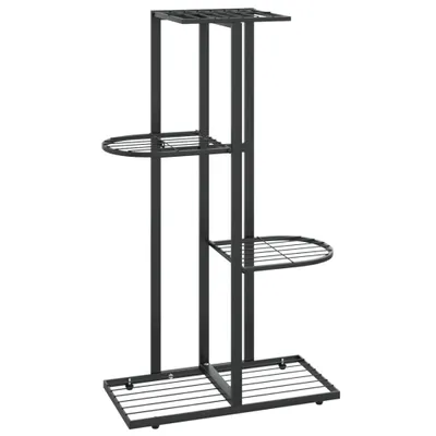 Zdjęcie produktu dla 4-poziomowy stojak na kwiaty, 43x22x76 cm, czarny, metalowy