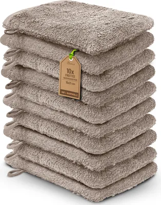 Produktbild von Frottier Waschhandschuhe 10er Pack 15x21cm, 100% Baumwolle, Sand