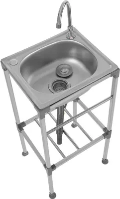 Immagine prodotto di Lavabo – Acciaio inossidabile – Mobile lavabo autoportante – 38x33x83 cm – Con rubinetto girevole a 360°