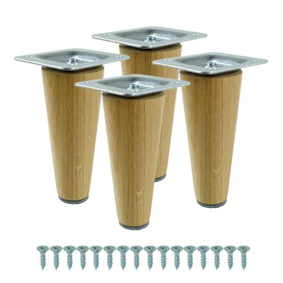 Produktbild von Möbelbeine aus lackierter Eiche, gerade Form, 10 cm, Montagefertiges Set, 4 Stück mit Schrauben