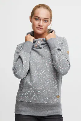 Image de OXMO par OXBeate : Pull à capuche pour femmes, type sweat-shirt, coupe classique, avec poche kangourou et bord-côtes