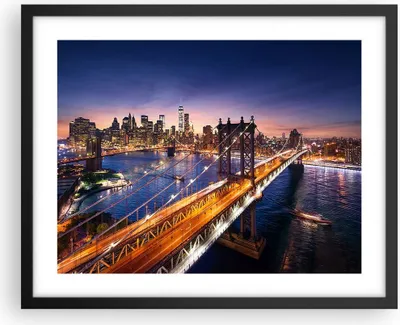 Produktbild von Gerahmtes Poster - Schwarzer Rahmen - Usa amerika new york manhattan - 50x40 cm - Wand Bild - Wanddeko - Wandbilder - Wandposter - Bilderrahmen - Bilder - Kunstdruck - Wandbild - P2BAA50x40-2820