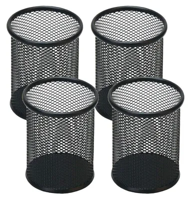 Produktbild von 4-teiliges Set Stifthalter aus Netzgewebe für Schreibtisch, Büro, Stifteorganisation, schwarz