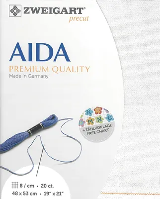 Produktbild von AIDA Zweigart precut 20 ct. Extra Fein-Aida 3326 Farbe 11 weiß perlmutt Polyester, Zählstoff für Kreuzstich 48x53cm