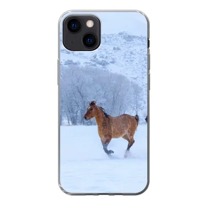 Produktbild von MuchoWow® Handyhülle Schutzhülle Hülle für iPhone 13 Pferde - Schnee - Winter Silikon Softcase Handy Hülle - Karteninhaber