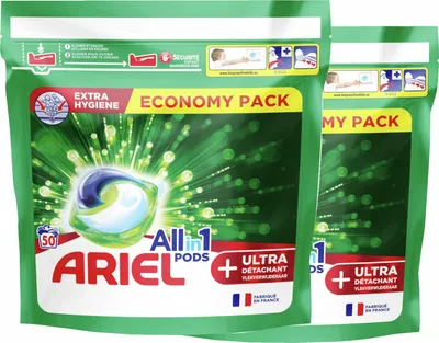 Produktbild von Ariel All-in-1-Waschmittel-Pods + Ultra-Fleckenentferner – 2 x 50 Wäschen – Vorteilspaket