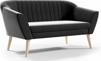 Produktbild von BETTSO Klassisch Sofa 2 Sitzer Scandinavisches Design Holzbeinen Elegantes Couch Polstersofa für Wohnzimmer PIRS 2 Schwarz