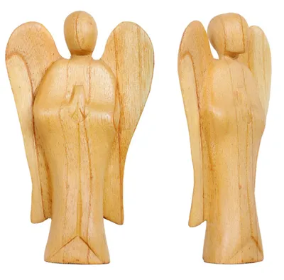 Produktbild von Engel Figur aus Hibiskus Holz handgeschnitzt Bali Deko 20 oder 25 cm, Grösse:ca. 20 cm