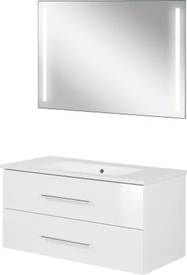 Produktbild von Fackelmann B.perfekt Badmöbel Set 3-teilig, 100 cm, Weiß, LED-Spiegel
