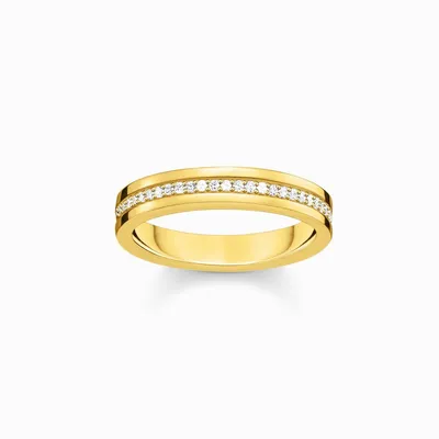 Produktbild von Thomas Sabo TR2117-414-14 Bandring Damen Weiße Steine Silber Vergoldet Gr. 52