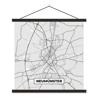 Produktbild von MuchoWow® Textilposter Stadtplan - Karte - Neumünster - Deutschland 60x60 cm mit schwarzem Rahmen - Posteraufhänger