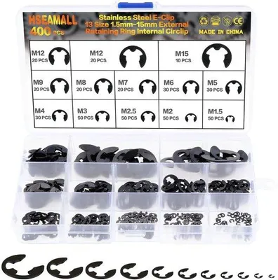 Produktbild von Circlip Set 400 Stück Externe Befestigungsringe 13 Größen von 1,5 mm bis 15 mm