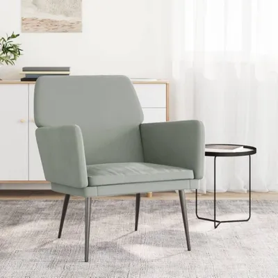 Immagine prodotto di Poltrona in velluto color grigio chiaro, dimensioni 62 x 79 x 79 cm