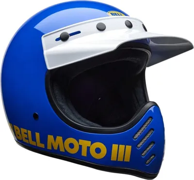 Zdjęcie produktu dla Kask motocrossowy Bell Moto-3 Classic, niebiesko-biało-żółty, rozmiar XL (61/62)
