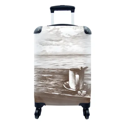 Produktbild von MuchoWow® Koffer Handgepäck Trolley Rollkoffer Kleine Reisekoffer mit 4 Rollen - Becher - Tee - Meer - Cabin Size < 55x40x23 cm & 55x40x20 cm - Fotokoffer - Kabinenkoffer - Boardgepäck - Reise-Box - Reisekoffer - Reisegepäck - Koffer mit Bild - Trolley für Kinder