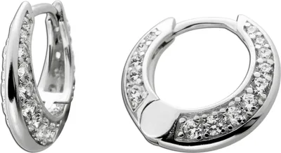 Produktbild von Creolen Ohrringe Silber 925 weiße Zirkonia Steine Brillantlook