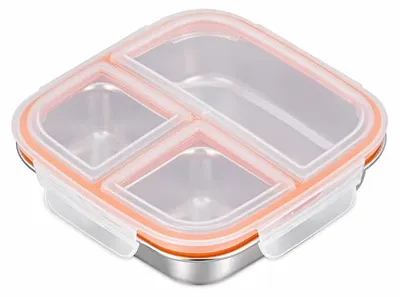 Edelstahl Lunchbox Set 3-teilig mit Fächern und Besteck