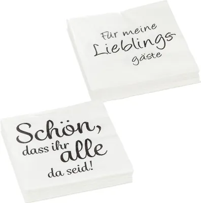 Produktbild von Servietten "Liebling" 40er Set (jeweils 20 Stk.) 3lagig 2 verschiedene Motive Papierserviette Motivserviette stoffähnlich Tuch