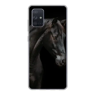 Produktbild von MuchoWow® Handyhülle Schutzhülle Hülle für Samsung Galaxy A51 Pferd - Tier - Schwarz Silikon Softcase Handy Hülle - Schutzabdeckung