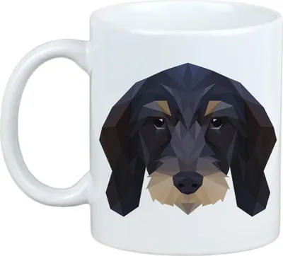 Obrázek produktu pro Drátohradý jezevčík – hrnek s obrázkem a nápisem "geometrický pes" (Art-Dog)